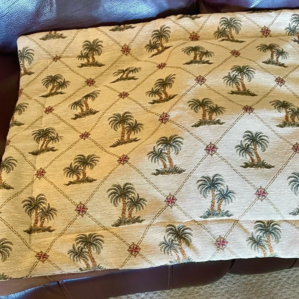 Pillow Cover, Wilkinson Textiles, Custom Made Palm Trees, 25” x 29”.